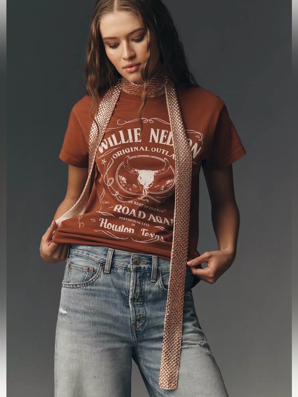 Letluv Cotton Pullover Tee in brown